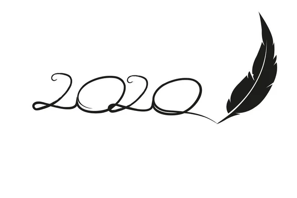 2020年用羽毛笔画的笔迹笔迹孤立 — 图库矢量图片