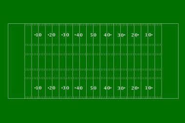 Düz dizaynlı Amerikan futbol sahası manzarası. Vektör nefreti