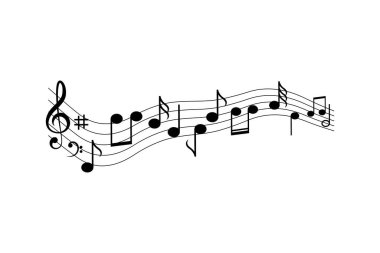 Dalgalı müzik notaları, izole, vektör illüstrasyonu.