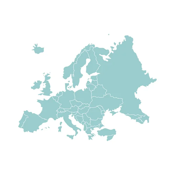 Λεπτομερής διανυσματικός χάρτης της Ευρώπης - εικονογράφηση διανυσμάτων — Διανυσματικό Αρχείο
