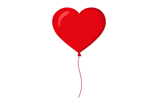 Ballon Rouge Vecteur Forme Coeur Sur Fond Blanc — Image vectorielle