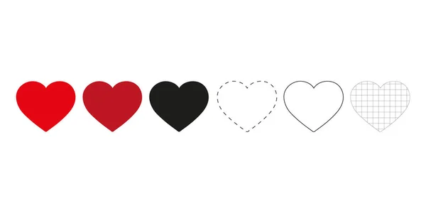 Serce Miłość Symbol Wektora Romantyczne Lub Walentynki Czerwone Kolorowe Izolowane — Wektor stockowy