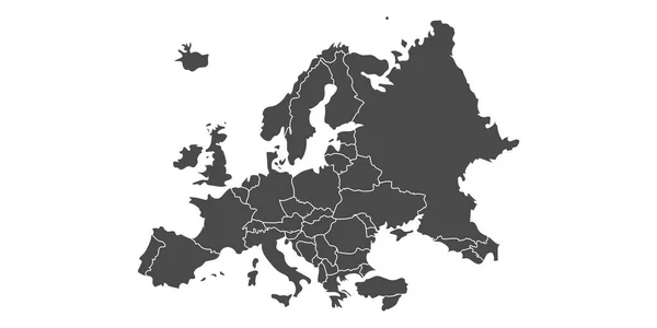 Europe Carte Vectorielle Avec Les Frontières Pays — Image vectorielle