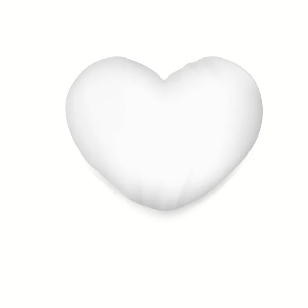 Almofada Coração Branco Com Sombra Suave — Vetor de Stock