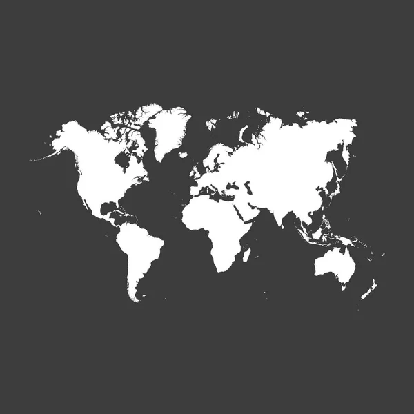Високо Деталізована Карта Світу Плоского Сірого Вектора Ізольована Білому Тлі — стоковий вектор