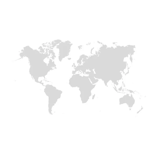Mycket Detaljerad Platt Grå Vektor Världskarta Isolerad Den Vita Bakgrunden — Stock vektor