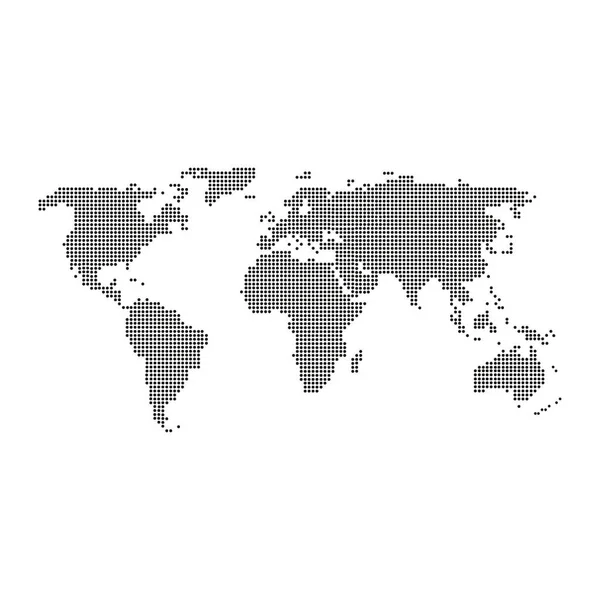 Mappa Del Mondo Punteggiata Sul Retro Bianco — Vettoriale Stock