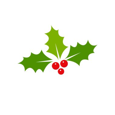 Holly böğürtlen Noel ikonu. Tasarım elementi. Vektör illüstrasyonu