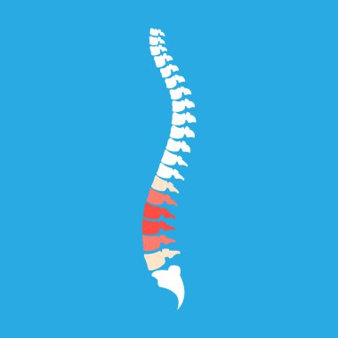Back pain vector icon illustration isolated on blue background clipart