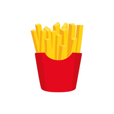 Patates kızartması çizimi. Beyazda izole edilmiş. Fast food. Beyaz sırtta vektör illüstrasyonu