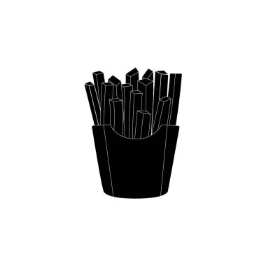 Patates kızartması çizimi. Beyazda izole edilmiş. Fast food. Vektör illüstrasyonu