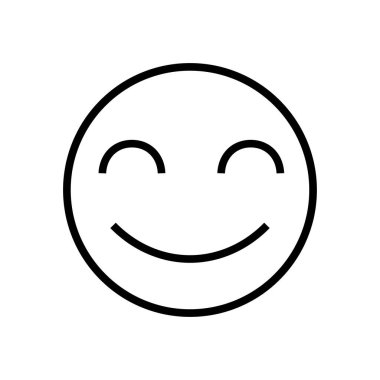 Kapalı gözlü gülen yüz simgesi - Vektör illüstrasyonu