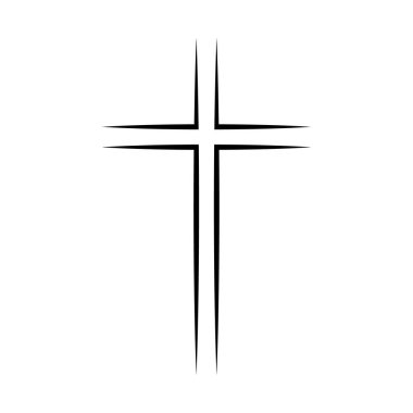 Gri Hıristiyan haç simgesi. Basit Hıristiyan haçı