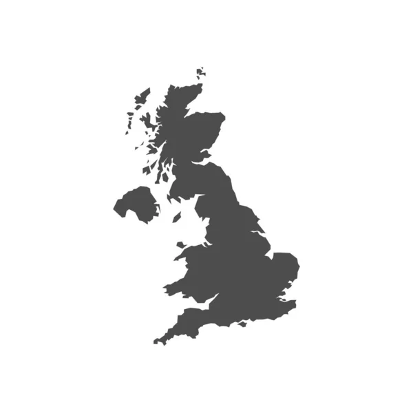 Černá Mapa Spojeného Království Velká Británie Mapa Izolované Bílém Pozadí — Stockový vektor