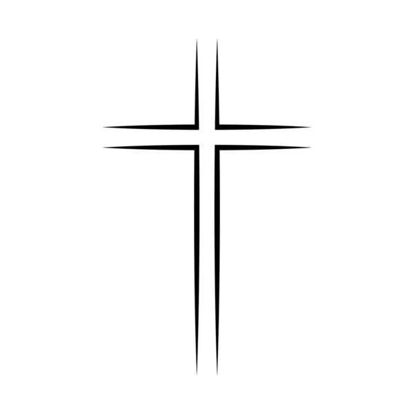 Grijs Christelijk Kruis Icoon Eenvoudig Christelijk Kruis — Stockvector