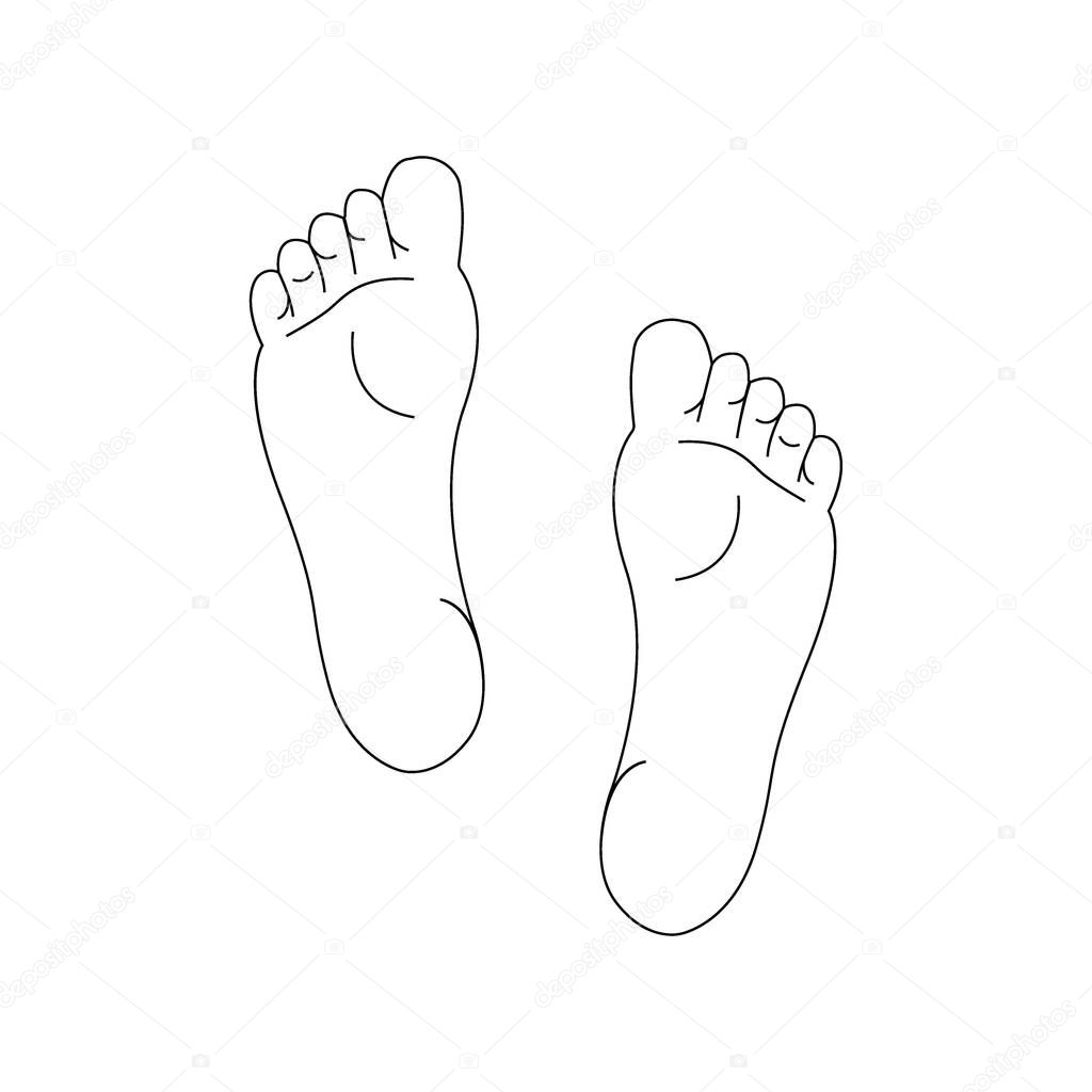 Line drawing of the left and right foot soles.