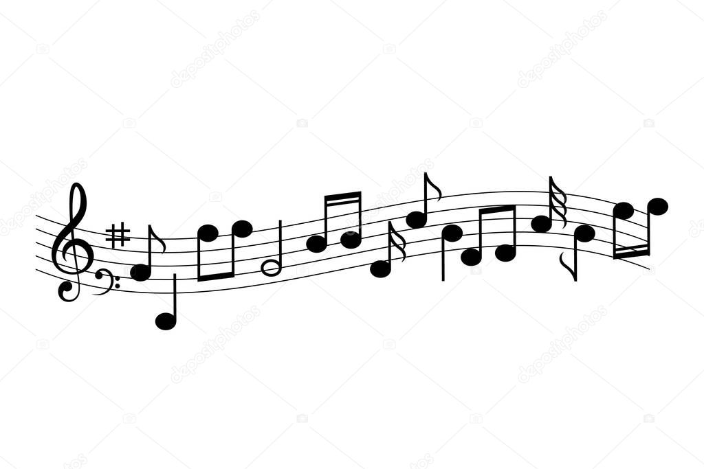 Music staff and notes vector icon illustration isolated on white background