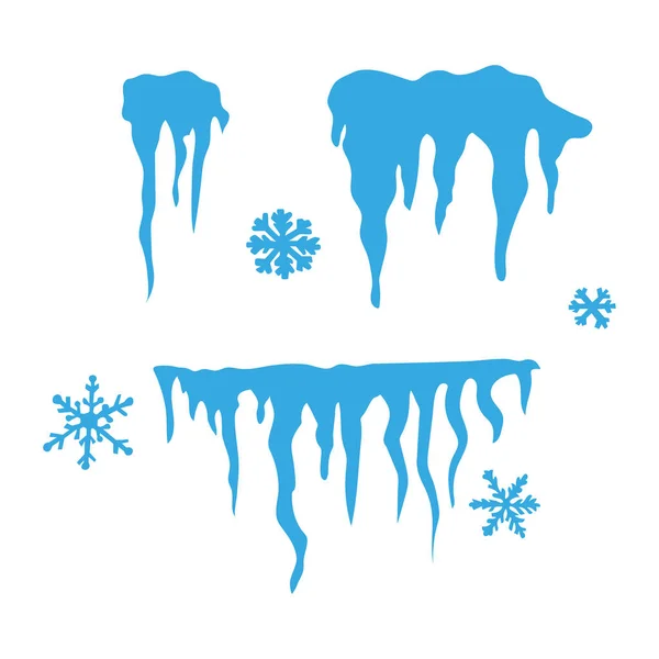 Eiskappen Vorhanden Schneewehen Eiszapfen Elemente Der Winterdekoration Vektorabbildung — Stockvektor