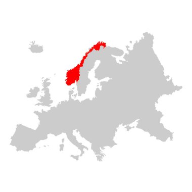 Norveç Avrupa haritası üzerinde