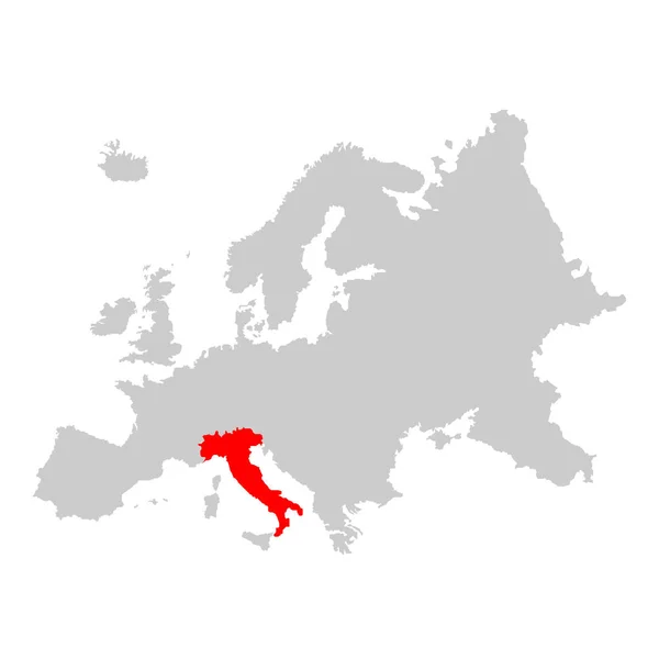 Italia Sulla Mappa Dell Europa — Vettoriale Stock