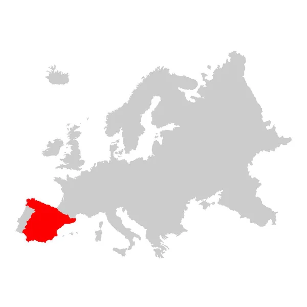 Spagna Sulla Mappa Dell Europa — Vettoriale Stock