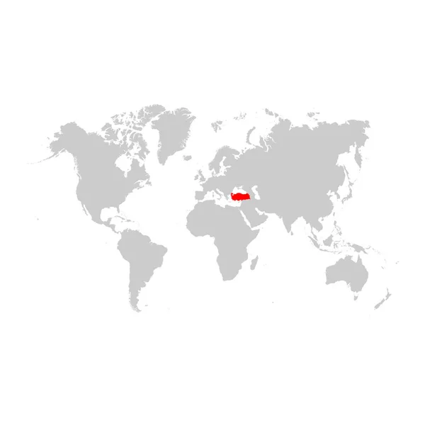 土耳其在世界地图上 — 图库矢量图片