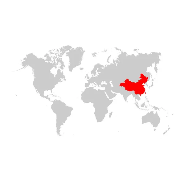 Čína Mapě Světa — Stockový vektor