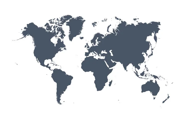 白い背景に孤立した世界地図ベクトル フラットアース ウェブサイトのパターンのための灰色の地図テンプレート 年次報告書 インフォグラフィック 似たような世界地図のアイコンをグローブ 世界中の旅行 地図のシルエットの背景 — ストックベクタ