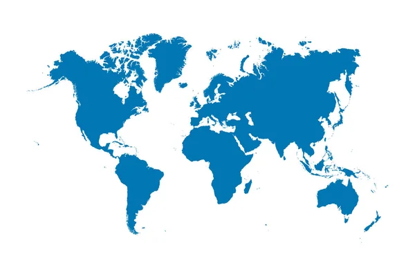 青いベクトル世界地図白い背景 — ストックベクタ