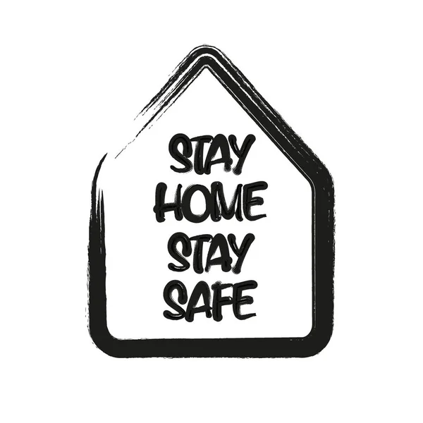 Stay Home Stay Safe Poster Design Vector Cute Lettering Typography — Stock Vector