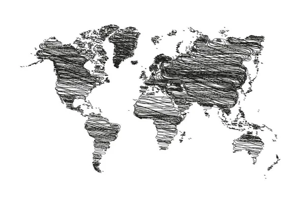 Світова карта Подробиці Векторна лінія Ескіз вгору Ілюстратор, EPS 10 . — стоковий вектор