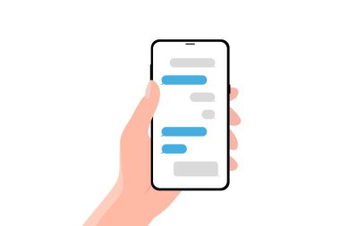 Konuşma baloncuklu akıllı telefon. Mesajlaşma için akıllı telefon kullanılıyor. 