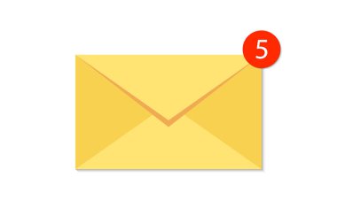 Bildirimli yeni ileti simgesi. Gelen iletiyi içeren zarf.