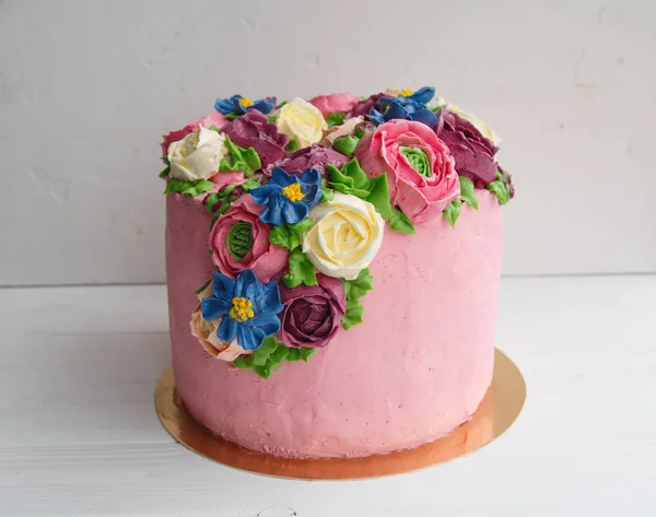 Torta, dolce, fiori, 8 marzo, primavera, vacanza, matrimonio — Foto Stock