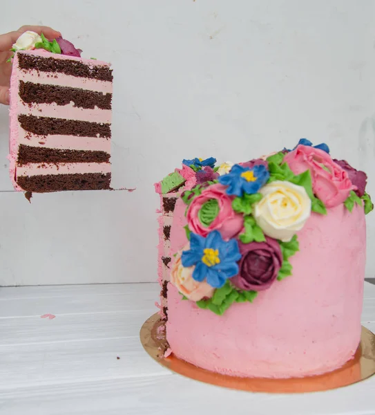 Kake, søt, blomster, 8. mars, vår, ferie, bryllup – stockfoto