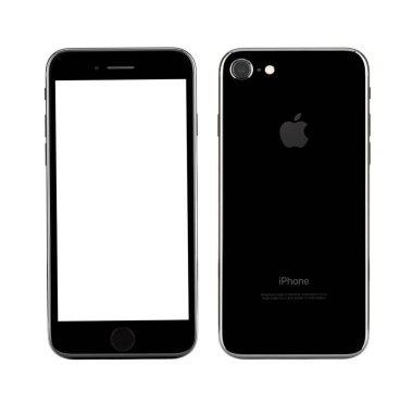 Moscow, Rusya Federasyonu - 22 Ekim 2016: Bir akıllı yeni siyah iphone 7 olduğunu