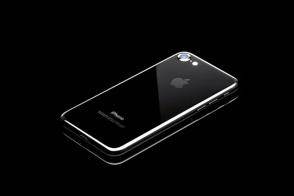 MOSCOW, RUSSIA - OCTOBER 24, 2016: New black iPhone 7 is a smart — Stock Photo, Image