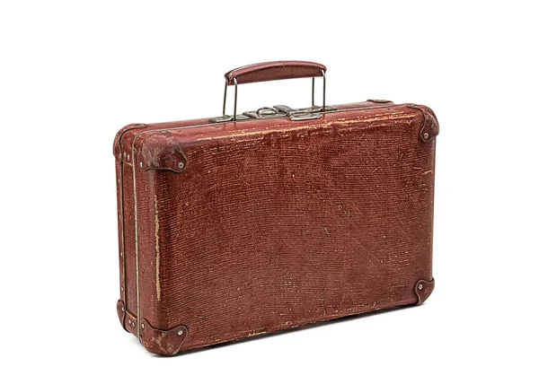 Vecchia valigia vintage isolata su sfondo bianco — Foto Stock