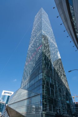 Moskova - 31 Ağustos 2017: Moscow City skyscra fütüristik görünümünü