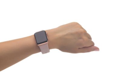 Moskova, Rusya - 07 Ekim 2017: Yeni Apple Watch serisi 3 altın