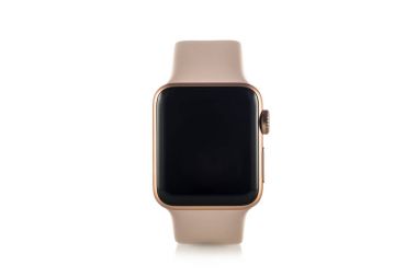 Moskova, Rusya - 07 Ekim 2017: Yeni Apple Watch serisi 3 altın
