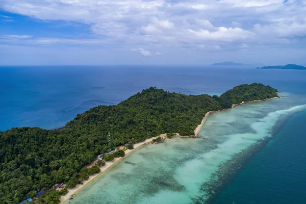 Vista Aérea Drone Bela Ilha Paradisíaca Tropical Koh Kradan Tailândia — Fotografia de Stock