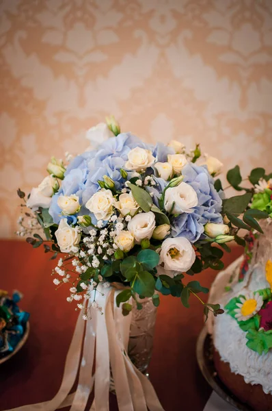 Bouquet Flowers Glass Vase — Stock Photo, Image