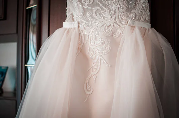 Fehér menyasszonyi ruha része — Stock Fotó