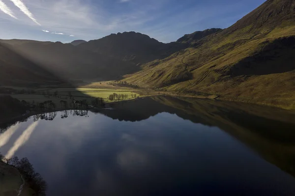 Dawn Rond Buttermere Het Meer Het Engels Lake District Noord — Stockfoto