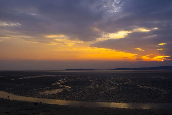 Sonnenuntergang Über Der Morecambe Bay Der Größten Mündung Nordwesten Englands — Stockfoto