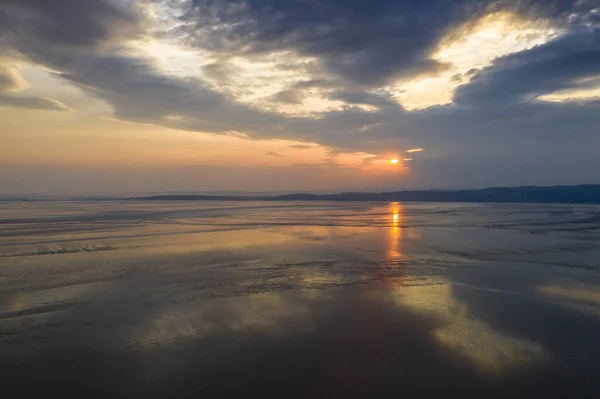 Sonnenuntergang Über Der Morecambe Bay Der Größten Mündung Nordwesten Englands — Stockfoto