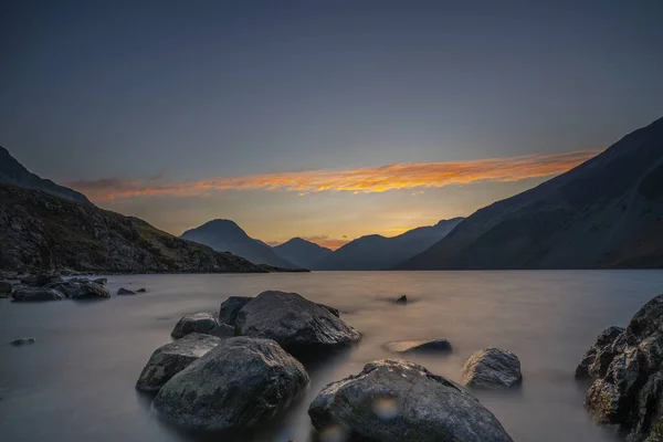 Lever Soleil Sur Wast Water Lac Situé Wasdale Une Vallée — Photo