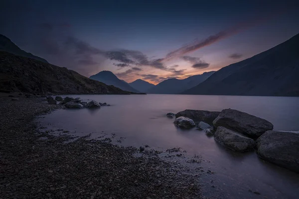 Lever Soleil Sur Wast Water Lac Situé Wasdale Une Vallée — Photo