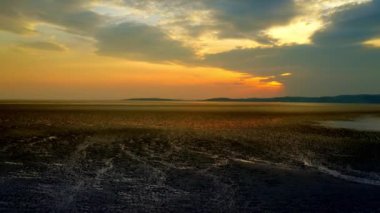 Silverdale 'deki sahil, Sunset' teki Morecambe Körfezi